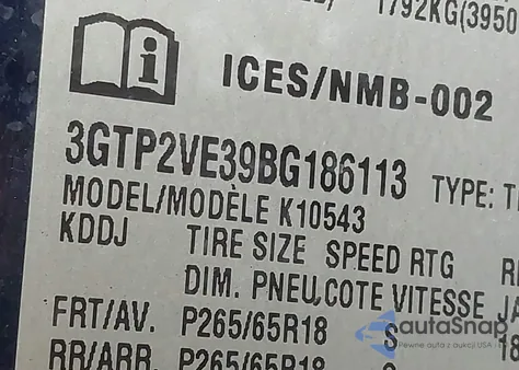 2011 GMC Sierra 1500 Sle z USA, uszkodzony, nr VIN 3GTP2VE39BG186113